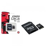 Ficha técnica e caractérísticas do produto Cartão de Memória Kingston Classe 10 Micro SDXC 128GB com Adaptador SD SDC10G2-128GB