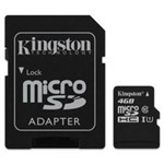 Ficha técnica e caractérísticas do produto Cartão de Memória Kingston com Adaptador Classe 10 4GB