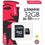 Ficha técnica e caractérísticas do produto Cartão de Memória Kingston Micro SD C/10 32GB com Adaptador
