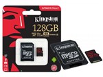 Ficha técnica e caractérísticas do produto Cartão de Memória Kingston Micro SD Canvas React 128GB Classe 10 + 1 Adaptador SDCR/128GB