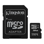 Ficha técnica e caractérísticas do produto Cartão de Memória Kingston Micro Sdc4-32gb Sdhc de 32gb com Adaptador - Preto