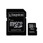 Ficha técnica e caractérísticas do produto Cartão de Memória Kingston Micro Sdhc 16gb Classe 4 com Adaptador Sd - Sdc4/16gb