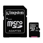 Ficha técnica e caractérísticas do produto Cartão de Memória Kingston Micro SDXC 128GB Classe 10 45MB/s com Adaptador - SDC10G2/128GB