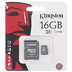 Ficha técnica e caractérísticas do produto Cartão de Memória Micro SD 16GB Classe 10 45MB/s - Kingston