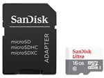 Cartão de Memória Micro SD 16GB com Adaptador - Classe 10 à Prova de Água Pra Smartphone SanDisk