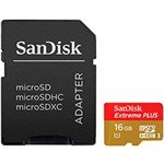 Ficha técnica e caractérísticas do produto Cartão de Memória Micro SD 16GB SanDisk Extreme Plus 80/30MB/s + Adaptador