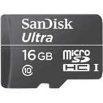 Ficha técnica e caractérísticas do produto Cartão de Memória Micro SD 16GB SanDisk Ultra 30MB/s