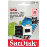 Ficha técnica e caractérísticas do produto Cartão de Memória Micro SD 128GB 80mb/s Ultra com Adaptador SD - Sandisk