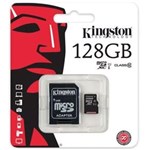Ficha técnica e caractérísticas do produto Cartão de Memória Micro SD 128GB com Adaptador 1 UN Kingston