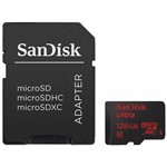 Cartão de Memória Micro SD 128GB SanDisk Ultra 48MB/s + Adaptador