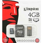 Ficha técnica e caractérísticas do produto Cartão de Memória Micro SD 4GB 1 Adpt. + Pen MBLY4G2/4GB - Kingston