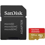 Ficha técnica e caractérísticas do produto Cartão de Memória Micro SD 64GB SanDisk Extreme Plus 80/50MB/s + Adaptador
