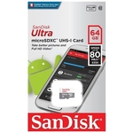 Ficha técnica e caractérísticas do produto Cartão de Memória Micro SD 64GB Ultra Speed 48MB/S 320X - Sandisk