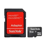 Ficha técnica e caractérísticas do produto Cartão de Memória Micro Sd 8Gb Sandisk com Adaptador