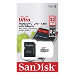 Ficha técnica e caractérísticas do produto Cartão de Memória Micro SD 32GB Sandisk com Adaptador