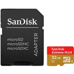 Ficha técnica e caractérísticas do produto Cartão de Memória Micro SD 32GB SanDisk Extreme Plus 80/50MB/s + Adaptador