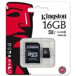 Ficha técnica e caractérísticas do produto Cartão de Memória Micro SD Kingston 16GB + 1 Adpt. Class 10 G2