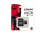 Ficha técnica e caractérísticas do produto Cartão de Memória Micro SD Kingston 64GB Classe 10 com Adaptador - SDC10G2/64GB