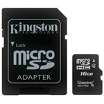 Ficha técnica e caractérísticas do produto Cartão de Memória Micro Sd Kingston Sdc4/16Gb 16Gb com Adaptador