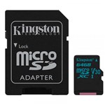 Ficha técnica e caractérísticas do produto Cartão de Memória Micro SD Kingston SDXC/64GB Classe 10 64GB