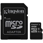 Ficha técnica e caractérísticas do produto Cartão de Memória Micro SD Kingston16GB Classe 10 com Adaptador - SDC10G2/16GB