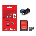 Ficha técnica e caractérísticas do produto Cartão de Memória Micro SD SanDisk 16GB + Leitor 15 em 1