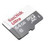 Ficha técnica e caractérísticas do produto Cartão de Memória Micro Sd Sandisk 64gb Class 10 + Adaptador - Sdsdqunb