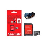 Ficha técnica e caractérísticas do produto Cartão de Memória Micro SD SanDisk 8GB + Leitor 15 em 1