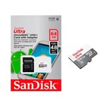 Ficha técnica e caractérísticas do produto Cartão de Memória Micro SD SanDisk Classe 10 Ultra 64GB 48mb/s