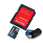 Ficha técnica e caractérísticas do produto Cartão de Memória Micro SD SanDisk 32GB + Leitor 15 em 1