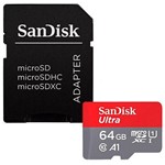 Ficha técnica e caractérísticas do produto Cartão de Memória Micro Sd Sandisk Ultra Sdsquar-064g-gn6ma de 64gb Xc-i - Verme