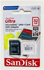 Ficha técnica e caractérísticas do produto Cartão de Memória Micro Sd Ultra 32gb Classe10 80mbs Sandisk