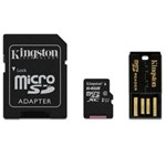 Ficha técnica e caractérísticas do produto Cartão de Memória Micro SDHC 64GB com Adaptador USB e SD Classe 10 MBLY10G2/64GB Kingston
