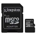 Ficha técnica e caractérísticas do produto Cartão de Memória Microsd 16Gb Kingston Classe 10 com Adaptador