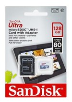 Cartão de Memória MicroSD 128GB SANDISK C10 ULTRA 80MB
