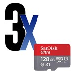 Ficha técnica e caractérísticas do produto Cartão de Memoria MicroSD Ultra 128GB 100MB/s SanDisk 3un