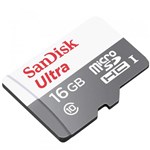 Ficha técnica e caractérísticas do produto Cartão de Memória - MicroSDHC - 16GB - Sandisk - Classe 10 - SDSQUNS-016G-GN3MA