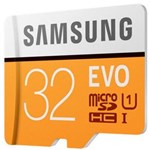 Ficha técnica e caractérísticas do produto Cartão de Memória MicroSDHC 32GB Samsung EVO (Classe 10, UHS-I, C/ Adaptador) - MB-MP32GA/AM