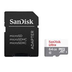 Ficha técnica e caractérísticas do produto Cartão de Memória Microsdxc 64gb Ultra Classe 10 + Adaptador Sandisk