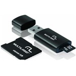 Ficha técnica e caractérísticas do produto Cartão de Memória - Multilaser 3 em 1 - MicroSD 16GB + Adaptador SD + Leitor de Cartão USB - MC112