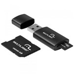 Ficha técnica e caractérísticas do produto Cartão de Memória Multilaser MicroSD + SD + Pen Drive 16GB Kit 3 em 1 MC112