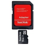 Ficha técnica e caractérísticas do produto Cartão de Memória Sandisk 16gb com Adaptador Sd