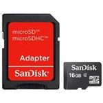 Ficha técnica e caractérísticas do produto Cartão de Memória SanDisk 16GB MicroSDHC (Classe 4) Card + Adapter (SDSDQM-016G-B35A T) - Sandisk