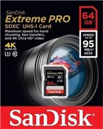 Ficha técnica e caractérísticas do produto Cartão de Memória SanDisk 64GB Extreme PRO