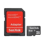 Ficha técnica e caractérísticas do produto Cartão de Memória Sandisk 8Gb Microsd com Adaptador