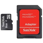Ficha técnica e caractérísticas do produto Cartao de Memoria Sandisk 8GB Microsdhc (classe 4) Card + Adapter (SDSDQM-008G-B35A T)