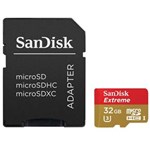 Ficha técnica e caractérísticas do produto Cartão de Memória SanDisk Extreme para Câmeras de Ação MicroSDHC com Adaptador - 32GB