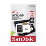 Ficha técnica e caractérísticas do produto Cartão de Memória Sandisk Micro SD 128GB Classe 10 Ultra 80Mb/s