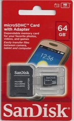 Ficha técnica e caractérísticas do produto Cartao de Memoria SanDisk Micro Sd 64GB + Adaptador