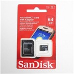 Ficha técnica e caractérísticas do produto Cartão de Memoria SanDisk Micro Sd 64GB + Adaptador